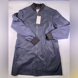 Zara Navy Blue Bomber Rain Jacket with Black Details